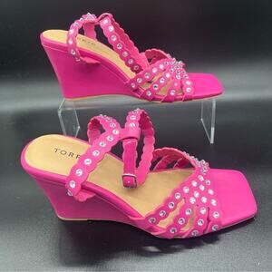 Torrid jeweled wedge heels women’s size 9WW pink strappy summer barbiecore